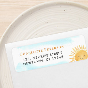 Sun-Themed Baby shower Return Address Label