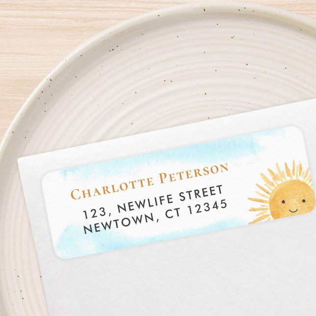 Sun-Themed Baby shower Return Address Label (Creator Uploaded)