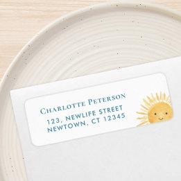 Sun-Themed Baby Shower Return Address Return Address Label