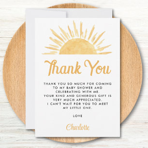 Sun-Themed Baby Shower Thank You Card