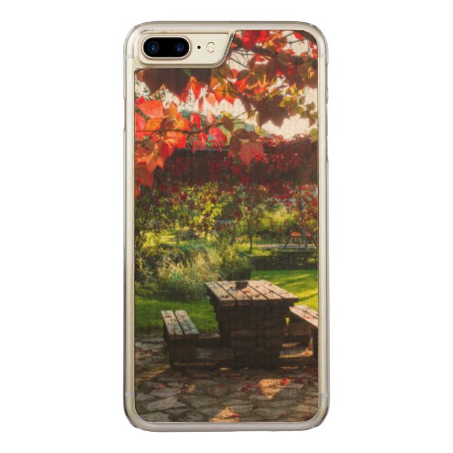Sun through autumn leaves, Croatia Carved Wood iPhone Case (Back)
