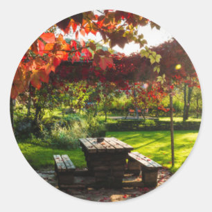 Sun through autumn leaves, Croatia Classic Round Sticker