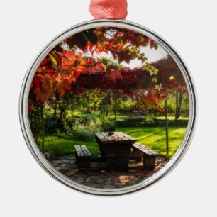 Sun through autumn leaves, Croatia Metal Tree Decoration