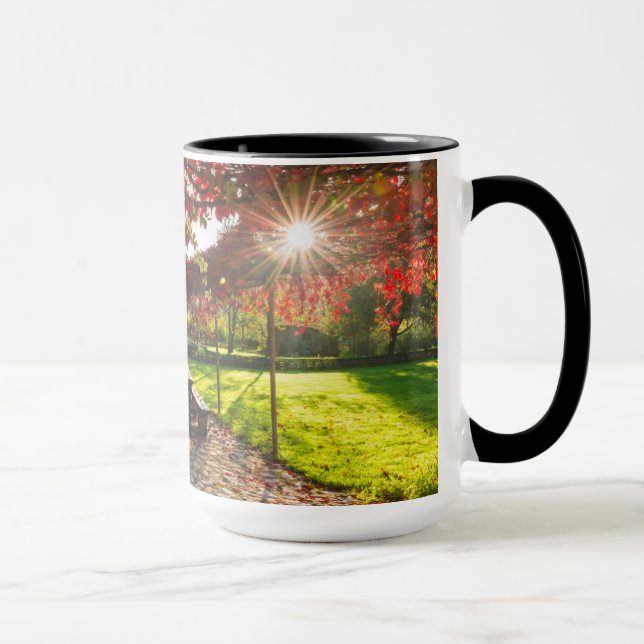 Sun through autumn leaves, Croatia Mug (Right)