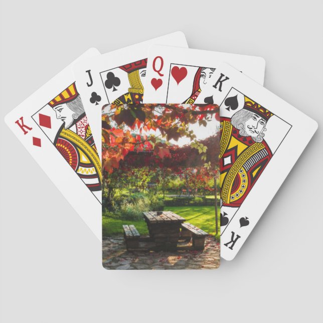 Sun through autumn leaves, Croatia Playing Cards (Back)