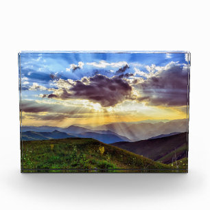Sun Through the Clouds Mountain Range Photo Block