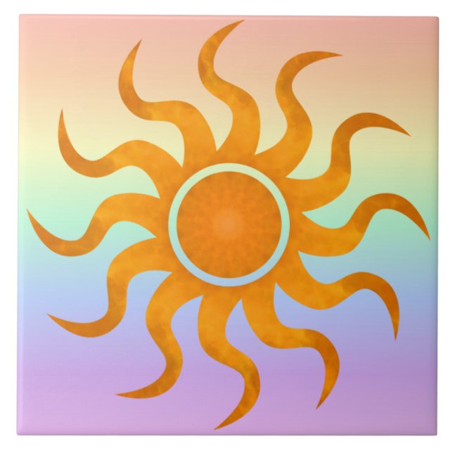 Sun Tile | Pastel Rainbow Large Sun Decorative  (Front)