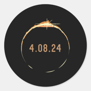 Sun Total Solar Eclipse 2024 Totality April 8 Wome Classic Round Sticker