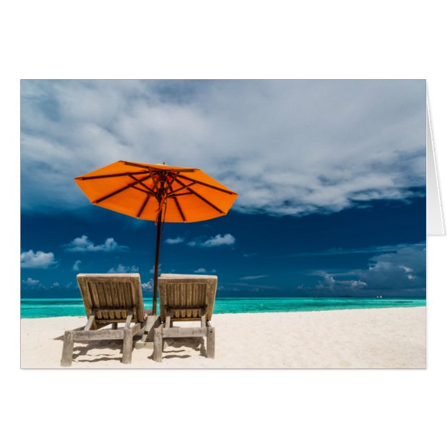 Sun Umbrella On Sandy Beach |Maldives (Front Horizontal)