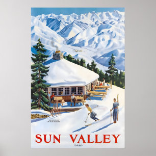 Sun Valley Idaho 1940s Snow Ski Travel Poster