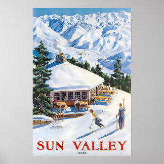 Sun Valley Idaho 1940s Snow Ski Travel Poster