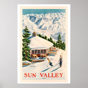 Sun Valley Idaho Mount Baldy Vintage Ski Poster