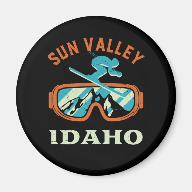 Sun Valley Idaho Retro Skiing Snowboarding Magnet (Front)