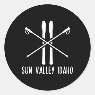 Sun Valley Idaho Ski Skiing Skis Skier Vacation Ho Classic Round Sticker