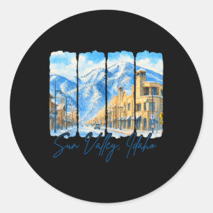 Sun Valley Idaho Traveling Brushstroke Sun Valley  Classic Round Sticker