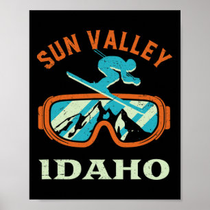 Sun Valley Idaho Vintage Retro Skiing And Snowboar Poster