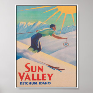 Sun Valley Idaho Vintage Ski Travel Poster