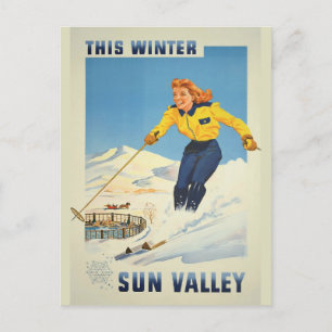 Sun Valley Idaho vintage travel postcard