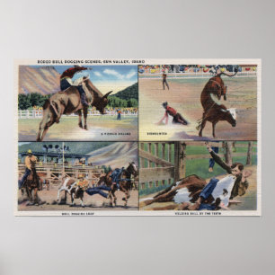 Sun Valley, IDRodeo Bull Dogging Scenes Poster
