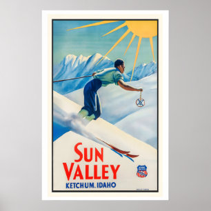 Sun Valley Ketchum Idaho USA Vintage Ski Poster