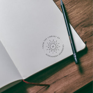 Sun Vintage Custom NAme Initial Library Book Rubber Stamp