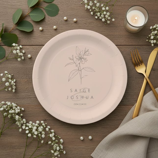 Sun-Washed Garden Motif Wedding Blush ID1283 Paper Plate (Creator Uploaded)