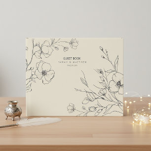 Sun-Washed Garden Wedding Floral Outlines ID1283 Guest Book