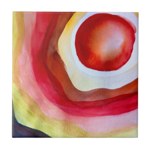 Sun watercolor sunset art ceramic tile