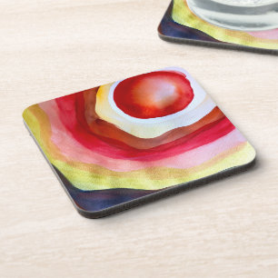 Sun watercolor sunset art coaster