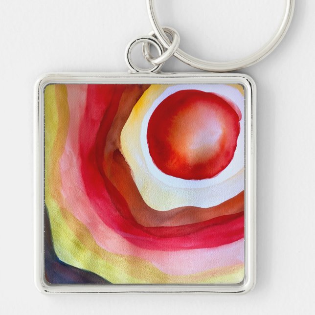 Sun watercolor sunset art key ring (Front)