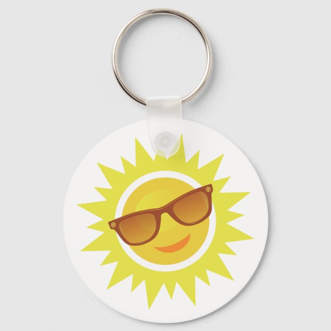 Sun Wearing Sunglasses Key Ring (Front)