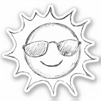 Sun Wearing Sunglasses Sketch