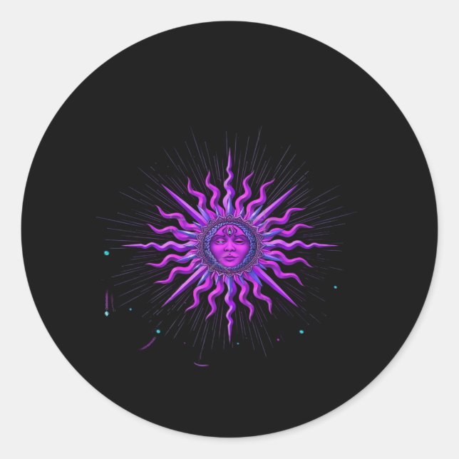 Sun - Whimsigoth Graphic Classic Round Sticker (Front)