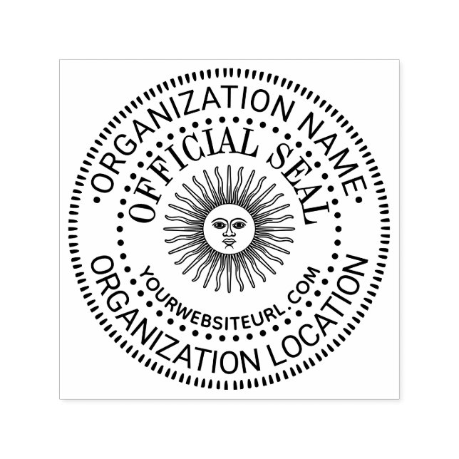 Sun With Face Generic Official Seal Name Loc URL Self-inking Stamp (Design)