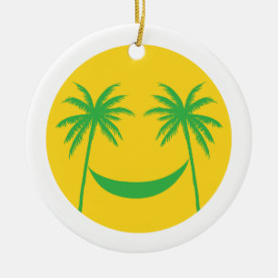 sun with palm trees and hammock ceramic ornament