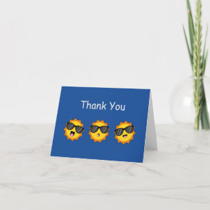 Sun with Sunglasses Happy Emoji Faces Personalise Thank You Card