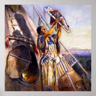 “Sun Worshiping in Montana” by Charles Russell Poster