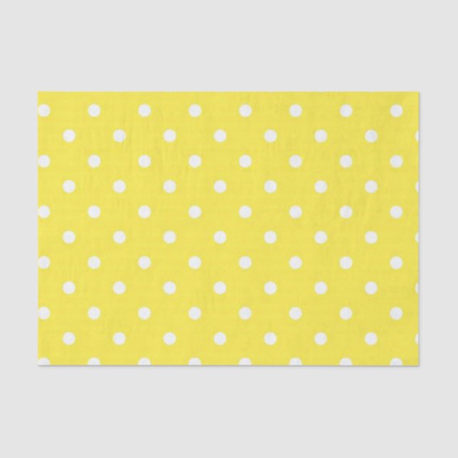 Sun Yellow and White Polka Dots Tissue Paper (Front)