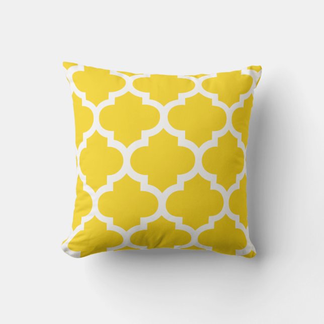 Sun Yellow Moroccan Quatrefoil Outdoor Pillows (Front)