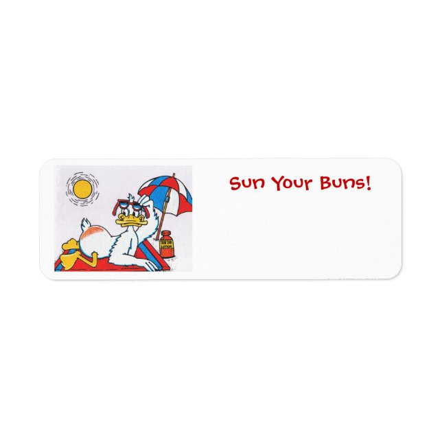 Sun Your Buns/Vacation Humour Return Address Label (Front)