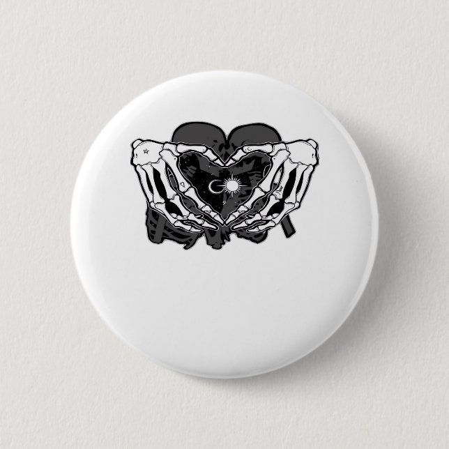 Sunand~1 - Skeleton Heart Hands  6 Cm Round Badge (Front)