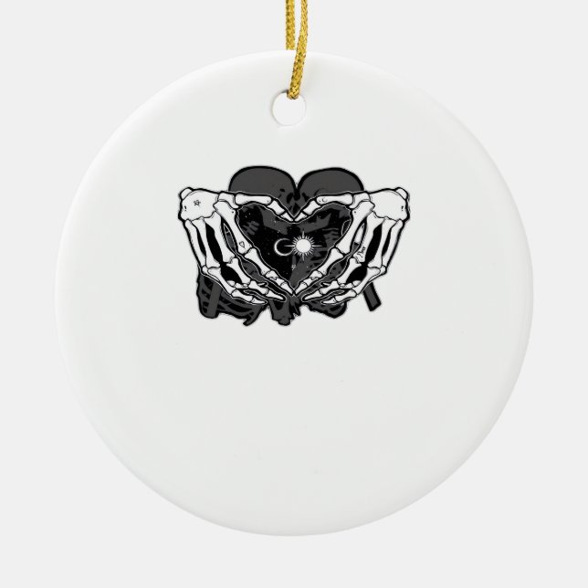Sunand~1 - Skeleton Heart Hands  Ceramic Ornament (Front)