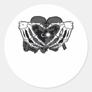 Sunand~1 - Skeleton Heart Hands Classic Round Sticker