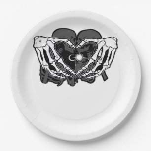 Sunand~1 - Skeleton Heart Hands Paper Plate