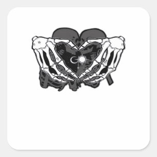 Sunand~1 - Skeleton Heart Hands Square Sticker