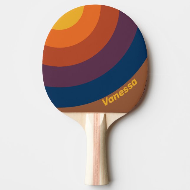 Sunbaked Clay Circle Stripe with Name Ping Pong Paddle (Front)