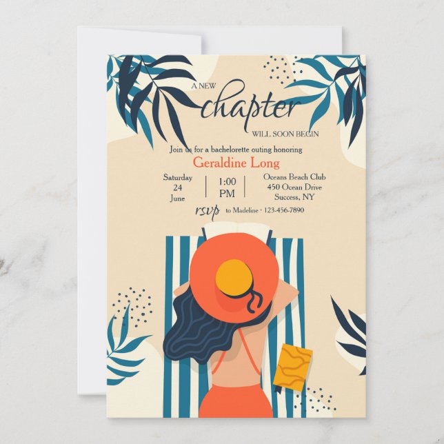 Sunbathing Beauty Bachelorette Party Invitation (Front)