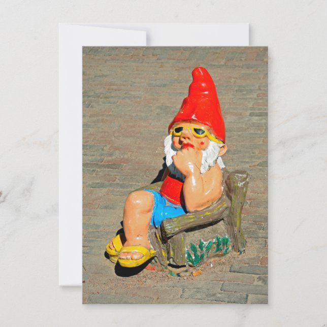 Sunbathing garden gnome Card (Front)