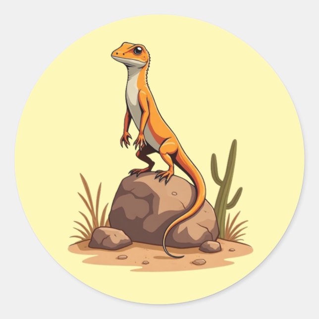 Sunbathing Lizard Vibes Classic Round Sticker (Front)