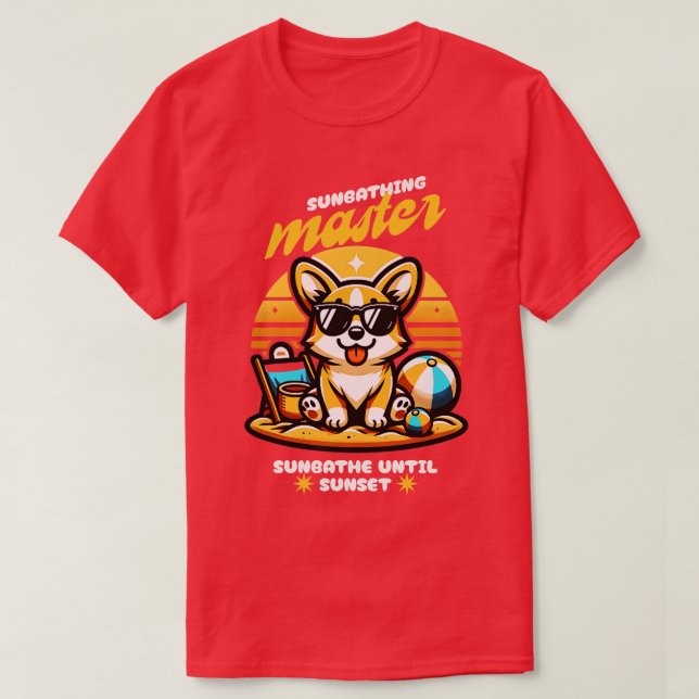 Sunbathing Master Corgi Cute TShirt (Design Front)